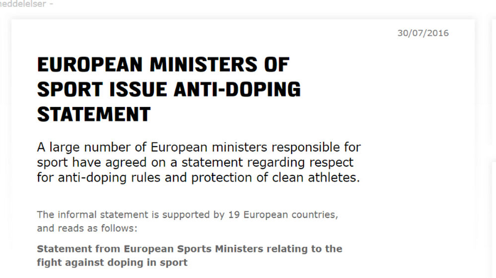 19 ministre med felles erklaering mot doping27